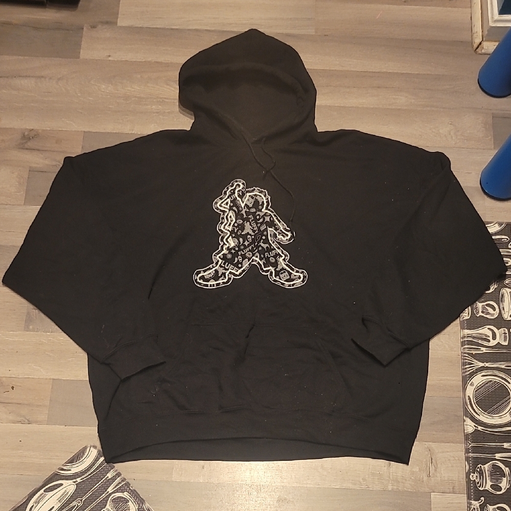 Gabriel Iglesis Vintage Fleece Lined Black Graphic Hoodie Size 3XL